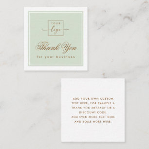 Chic light sage green custom logo thank you card