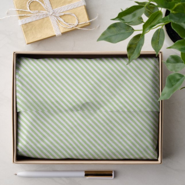 Chic Light Spring Green White Stripes Pattern Tissue Paper (Gift)