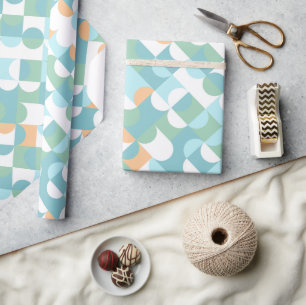 Chic Light Teal Blue Green Circles Art Pattern Wrapping Paper