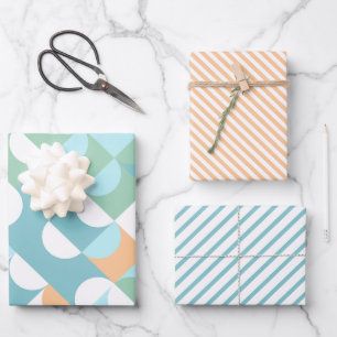 Chic Light Teal Blue Green Circles Art Pattern Wrapping Paper Sheets