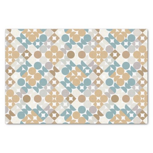 Chic Light Teal Taupe Tan Beige Circles Pattern Tissue Paper