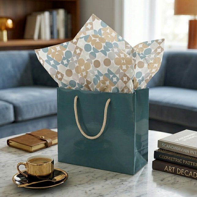 Chic Light Teal Taupe Tan Beige Circles Pattern Tissue Paper (Creator Uploaded)