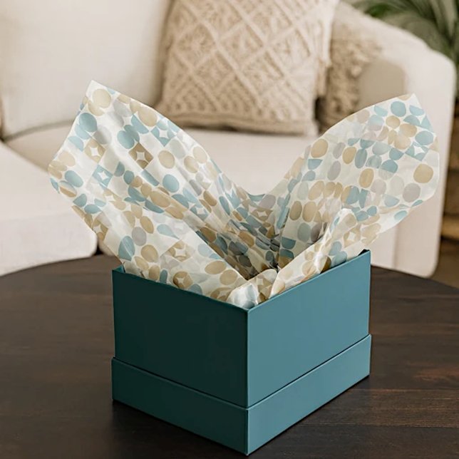 Chic Light Teal Taupe Tan Beige Circles Pattern Tissue Paper (Creator Uploaded)