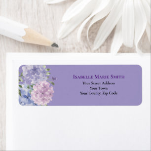 Chic Lilac Blue Hydrangea Flowers Wedding Invite Label