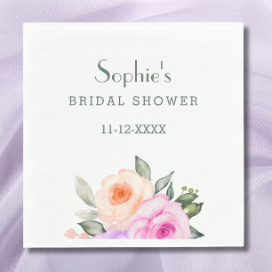 Chic Lilac Blush Pink Bright Floral Bridal Shower Napkins