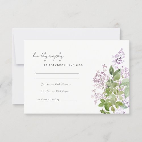 Chic Lilac Floral Wreath Cottage Garden Wedding RSVP Card