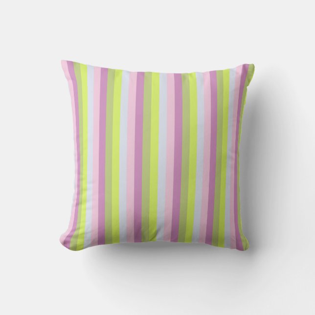 Chic  Lilac Lavender  Light Green Stripes Pattern Throw Pillow (Front)