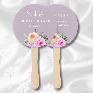 Chic Lilac Pink Floral Bright Roses Bridal Shower Hand Fan
