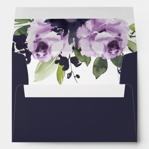 CHIC LILAC PURPLE ROSE PEONY FLORAL BUNCH ADDRESS ENVELOPE