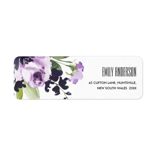 CHIC LILAC PURPLE ROSE PEONY FLORAL BUNCH ADDRESS LABEL