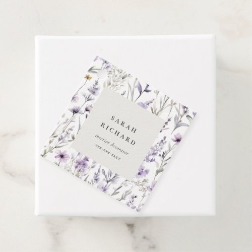 Chic Lilac Purple Wildflower Butterfly Business Favor Tags