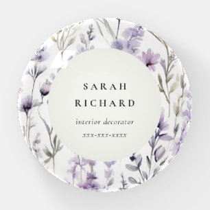 Chic Lilac Purple Wildflower Butterfly Business Paperweight