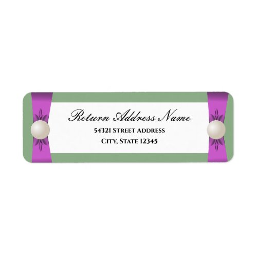 Chic Lilac  Sage Pearl Ribbon Wedding Label
