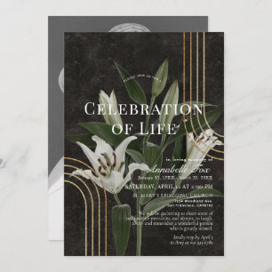Chic Lilies Celebration of Life Funeral Memorial Invitation