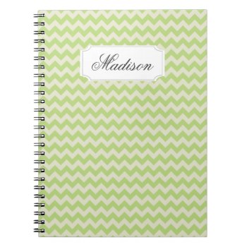 Chic Lime Green Chevron Custom Monogram Notebook by cardeddesigns at Zazzle