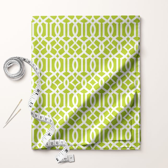 Chic Lime Green Trellis Lattice Pattern Fabric (Creator Uploaded)