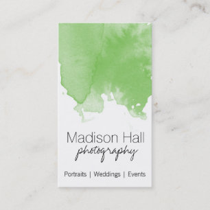 Chic Lime Green Watercolor Business Card