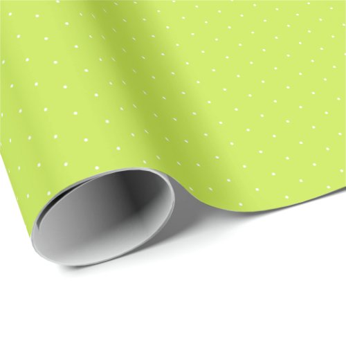 Chic lime green white tiny polka dots pattern cute wrapping paper