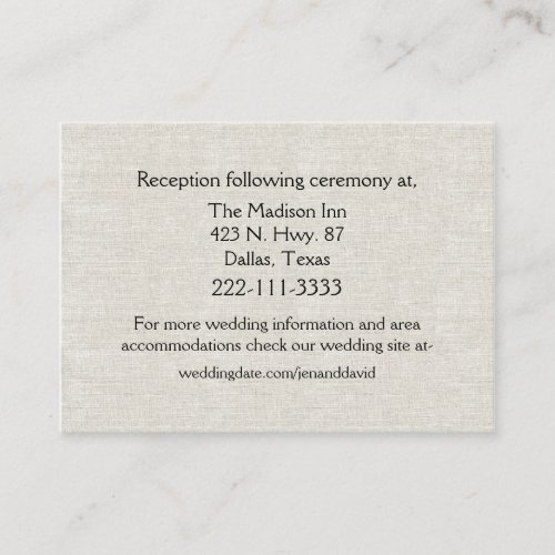 Chic Linen Look Wedding Enclosure Card Business Card Templates
