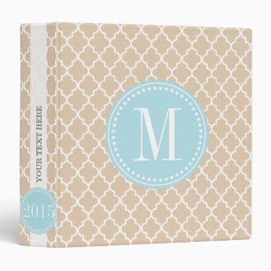 Chic Linen Moroccan Lattice Personalized 3 Ring Binder