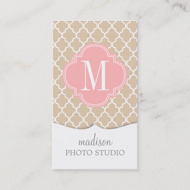 Chic Linen Moroccan Lattice Personalized Business Card (Front)