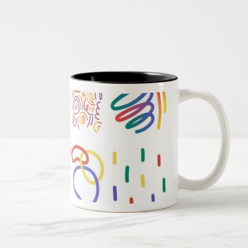  Chic Lines Colorful Coffee Bliss Two_Tone Coffee Mug