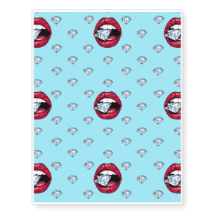 Chic Lips Diamond Girly Temporary Tattoos