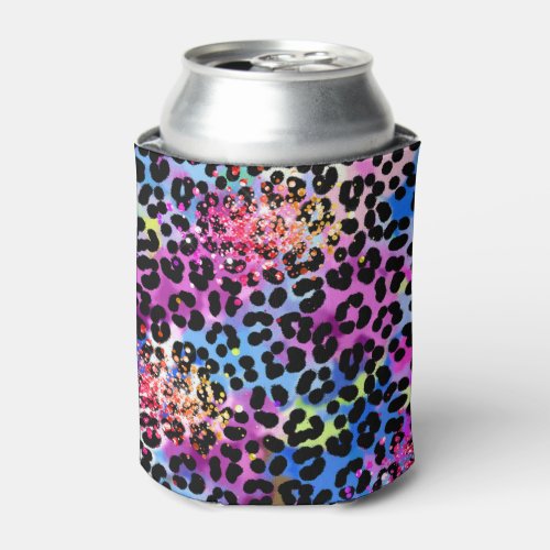  Chic LIPS Glitter Animal Leopard Spots Blue Can Cooler