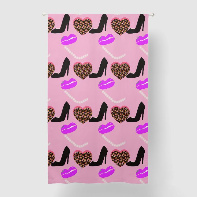 Chic Lips Heels Pearls Blackout Curtains (Front)