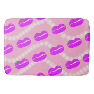 Chic Lips Pearls Pink Bath Mat