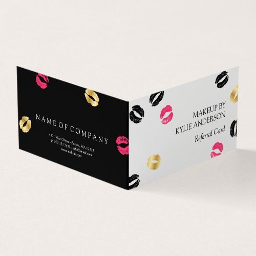 Chic Lipstick Marks Makeup Referral Card