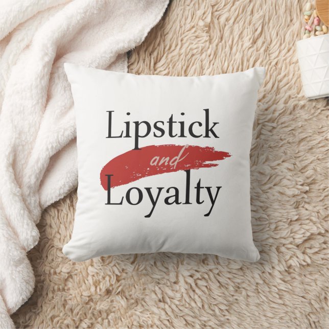 Chic Lipstick Smear and Loyalty Throw Pillow (Blanket)