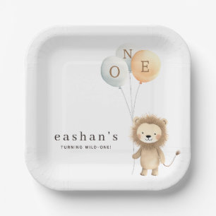 Chic Little Cute Lion 1st Birthday Party Paper Plates
