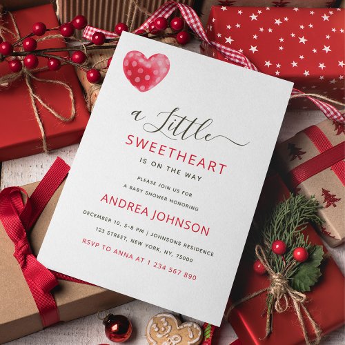 Chic Little Sweetheart Valentines Day Baby Shower Save The Date