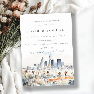Chic Los Angeles, California Watercolor Birthday Invitation