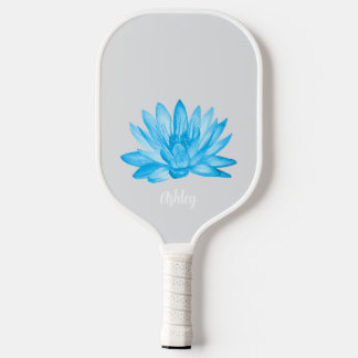 chic lotus baby blue personalized script pickleball paddle