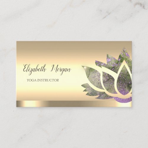 Chic Lotus Flower Gold Yoga Instructor Business Card
