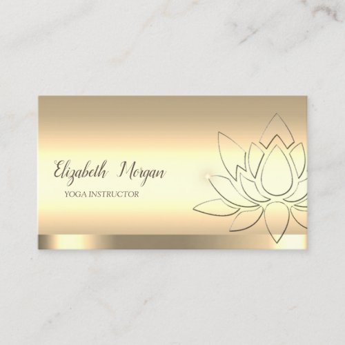 Chic Lotus Flower Yoga Instructor Gold Business Card