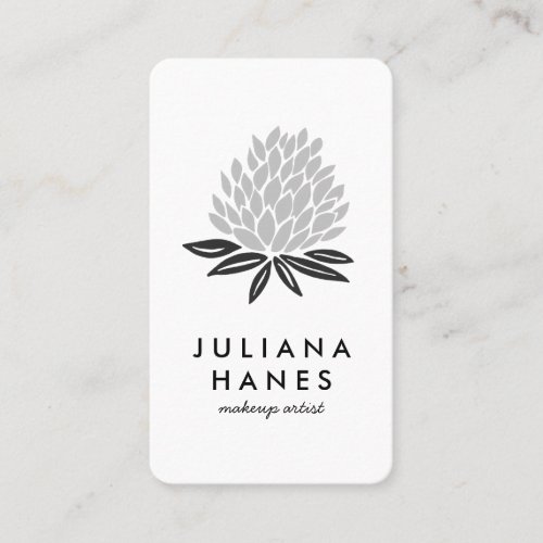 Chic Lotus Flowers Minimalist Black  White Business Card