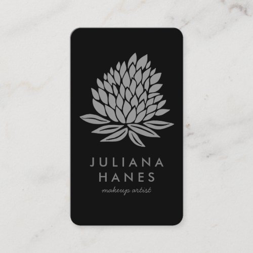 Chic Lotus Flowers Minimalist Black  White Business Card