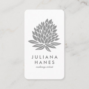 Chic Lotus Flowers Minimalist Gray & White Business Card