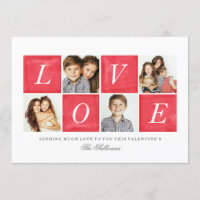 Chic Love 4 Photo Collage Valentine's Day Holiday Card