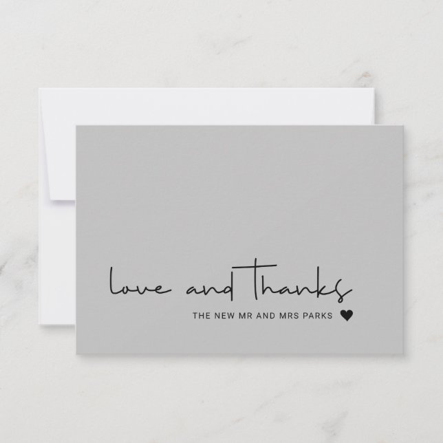 Chic Love and Thanks Casual Script Gray Thank You (Front)