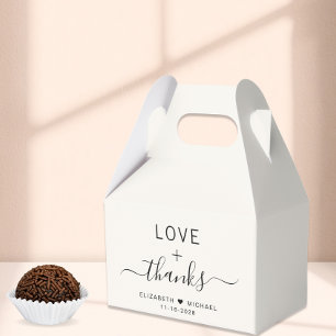 Chic Love And Thanks Cream Wedding Favor Boxes