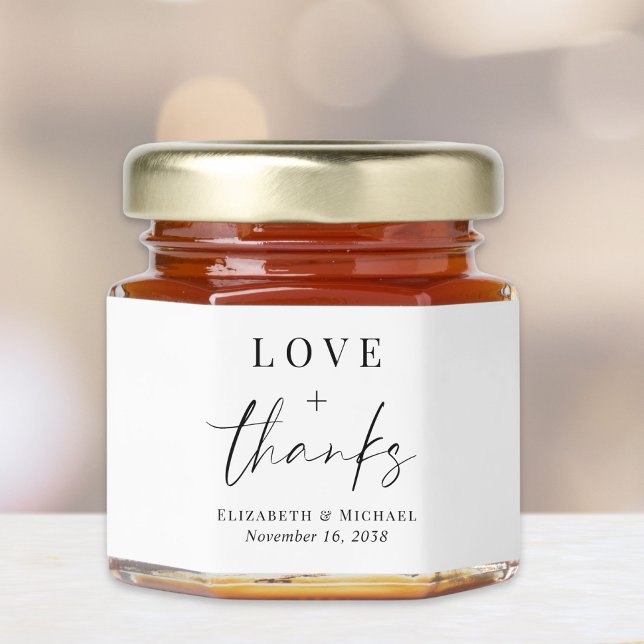 Chic Love And Thanks Wedding Honey Jar Favors (Creator Uploaded)