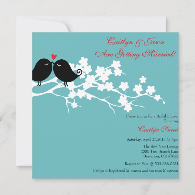 Chic Love Birds Bridal Shower Invitation (Front)