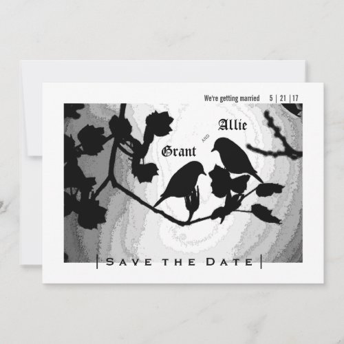 Chic Love Birds Silhouettes Save the Date Invites