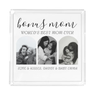 Chic Love Black & White Photo Stepmom Mothers Day Acrylic Tray