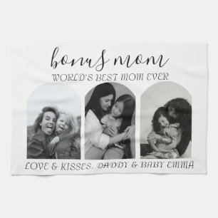 Chic Love Black & White Photo Stepmom Mothers Day Kitchen Towel