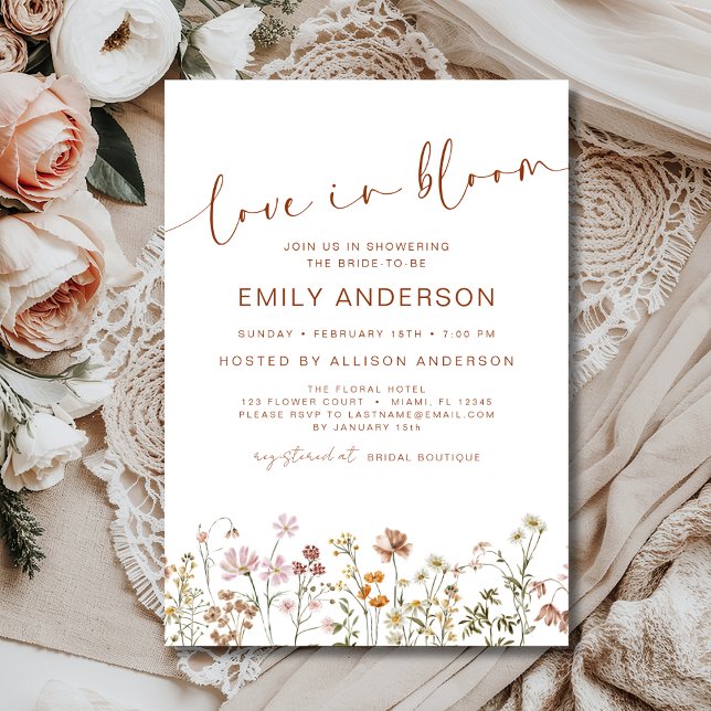 Chic Love in Bloom Wildflower Bridal Shower Invitation (Creator Uploaded)